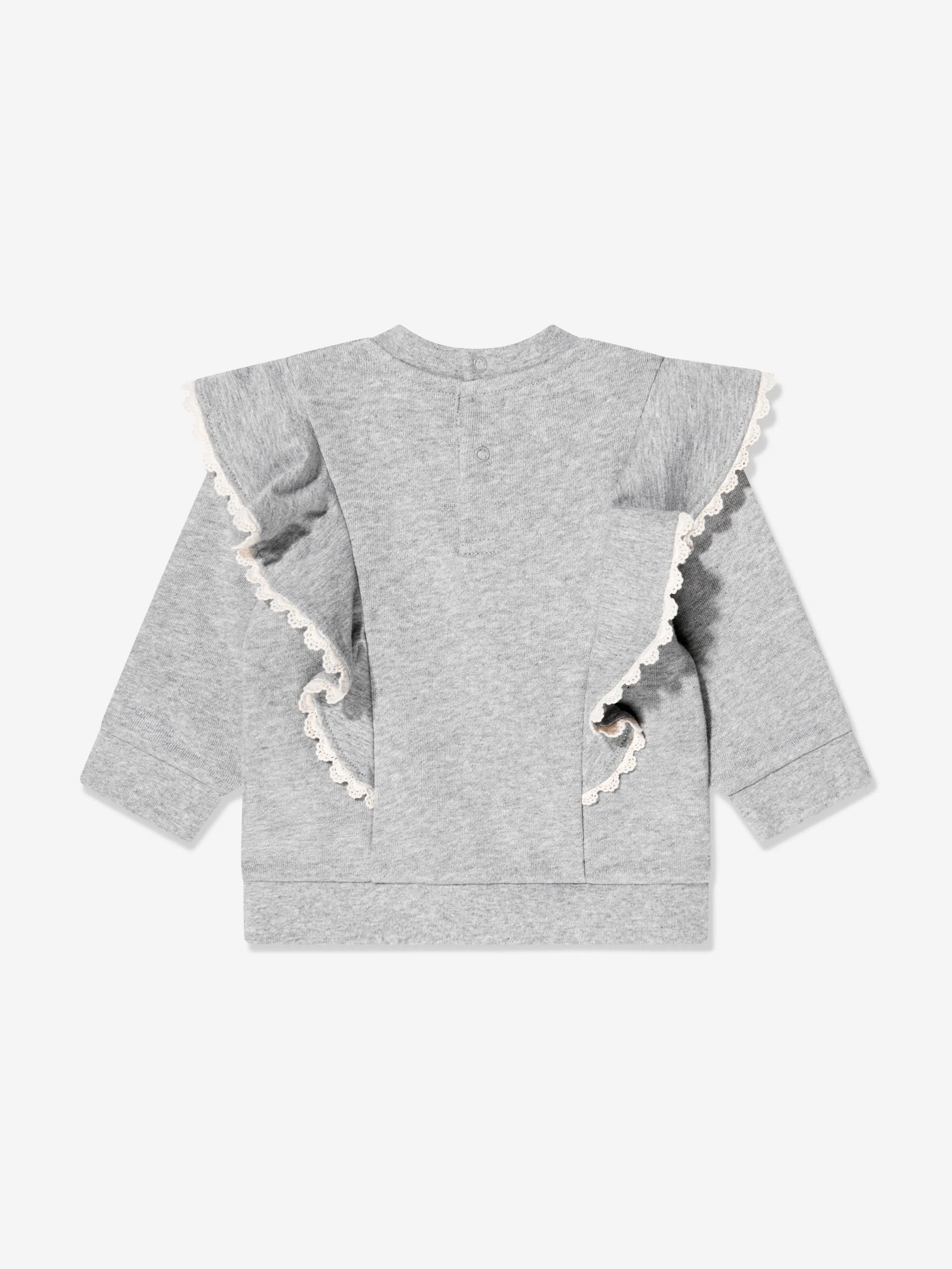 Chloé Baby Girls Ruffle Sweatshirt in Grey