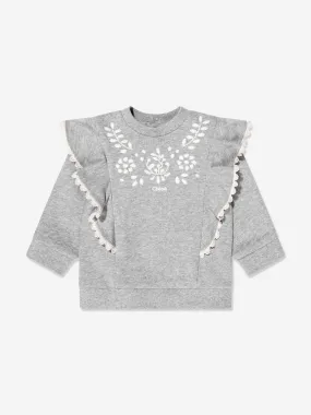 Chloé Baby Girls Ruffle Sweatshirt in Grey