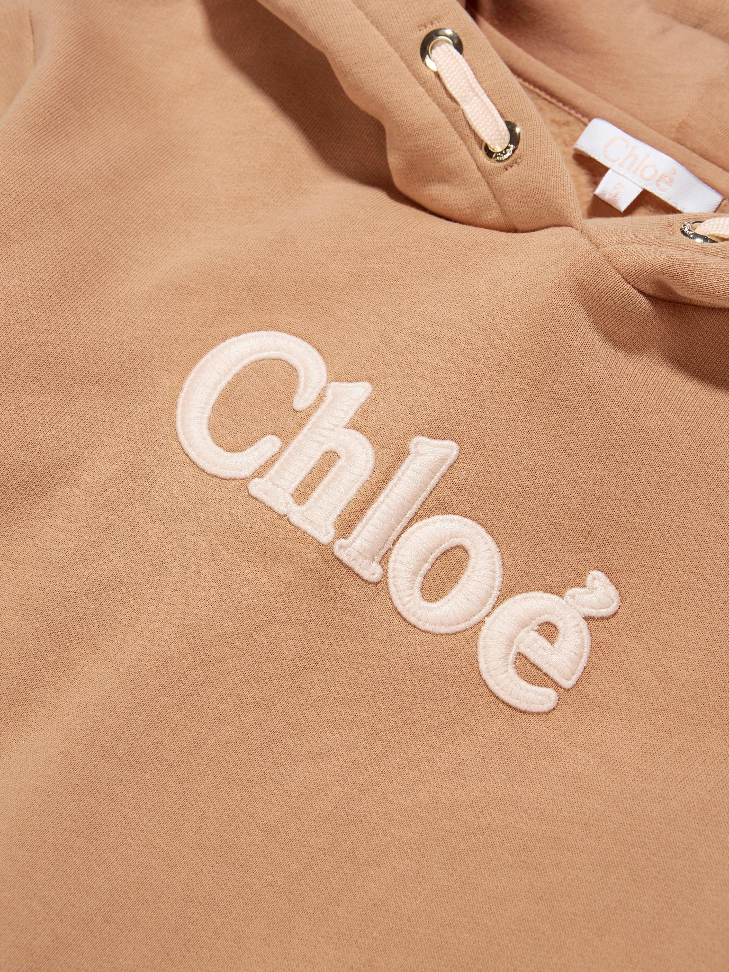 Chloé Girls Logo Hoodie in Beige