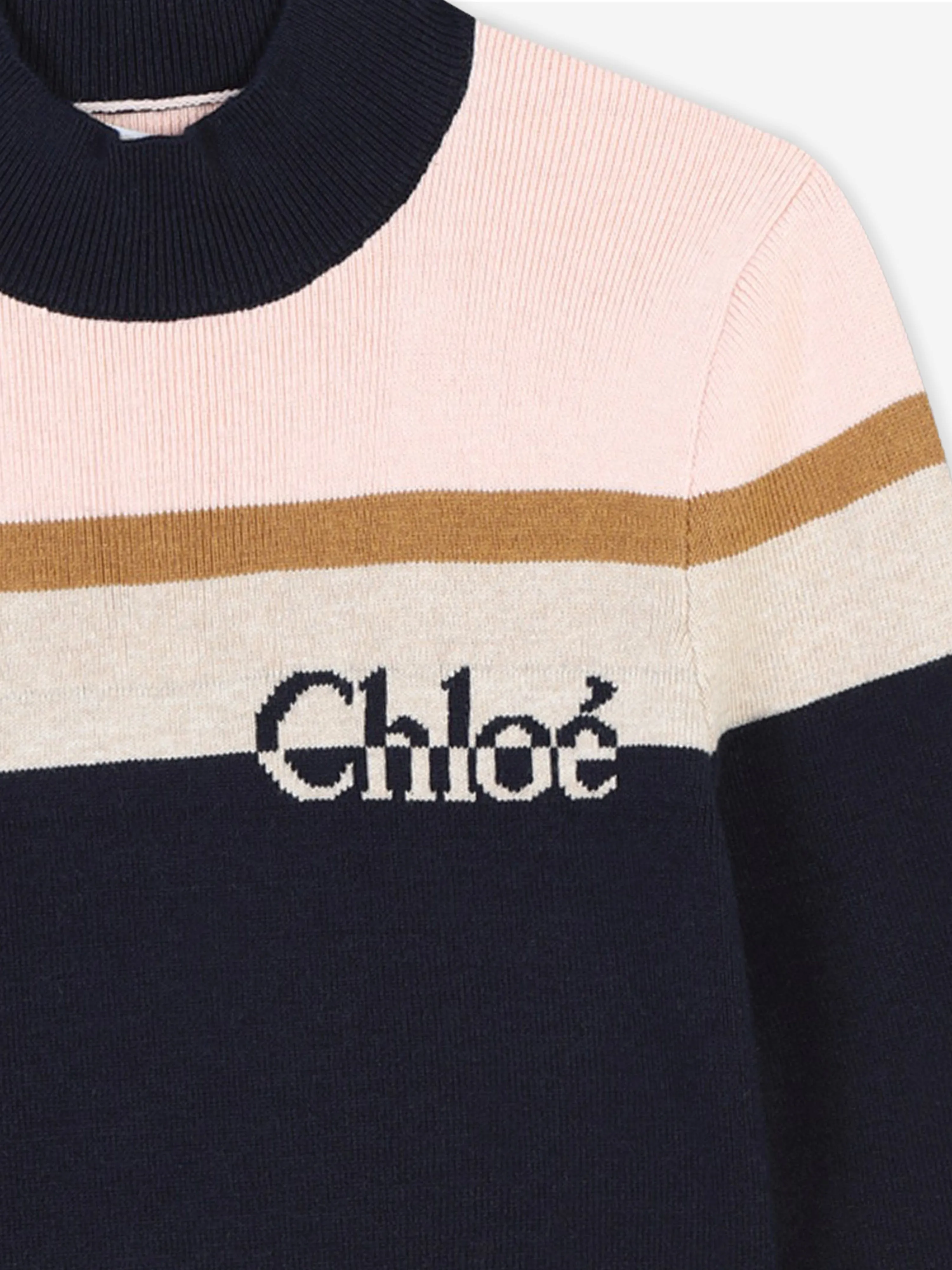 Chloé Girls Striped Knitted Sweatshirt in Navy