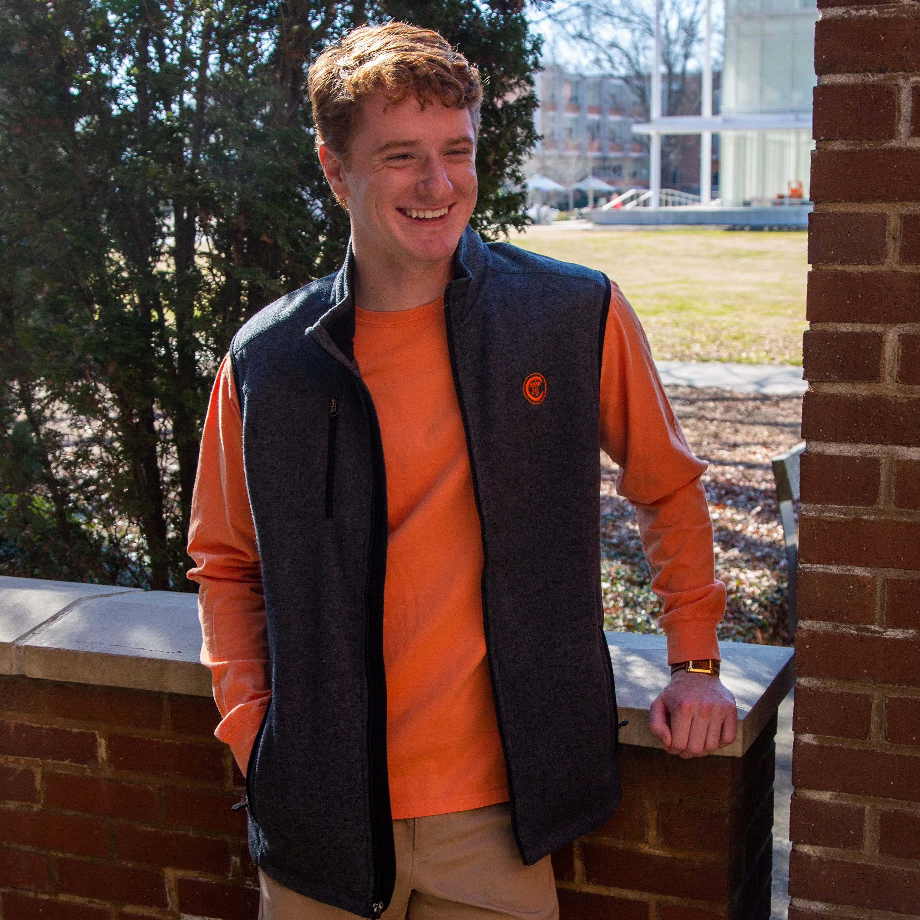 Clemson Ring Crest Vest in Charcoal Heather