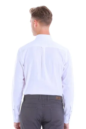 Comfort Fit Button-Down Collar Cotton White Casual Shirt