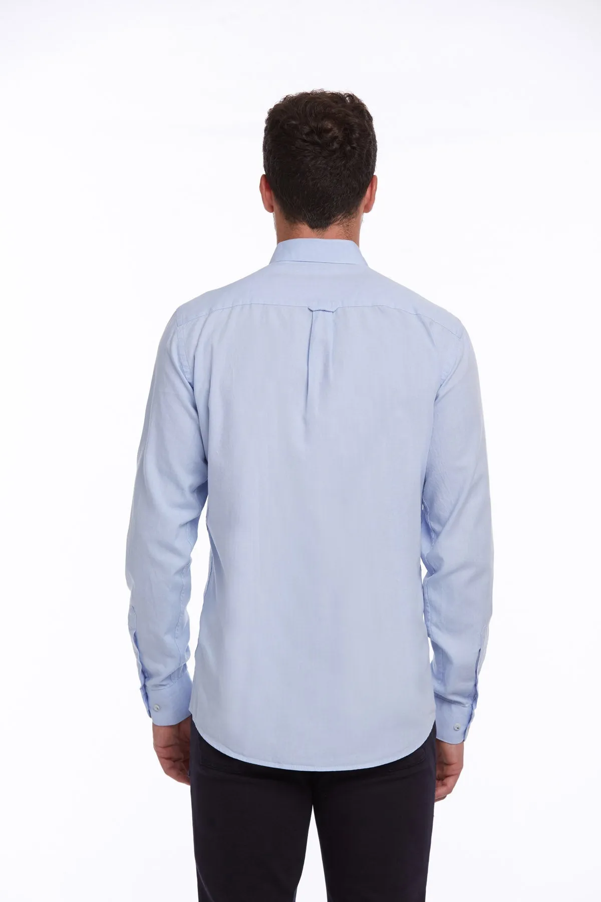 Comfort Fit Button-Down Cotton Light Blue Casual Shirt