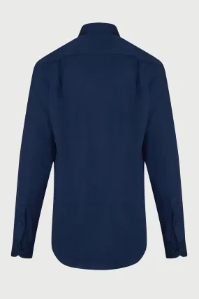 Comfort Fit Long Sleeve Cotton Navy Casual Shirt