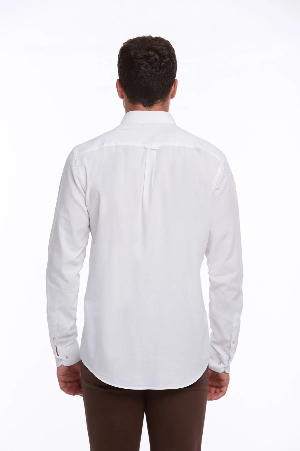 Comfort Fit Long Sleeve Cotton White Casual Shirt