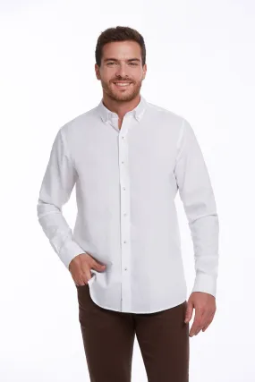 Comfort Fit Long Sleeve Cotton White Casual Shirt