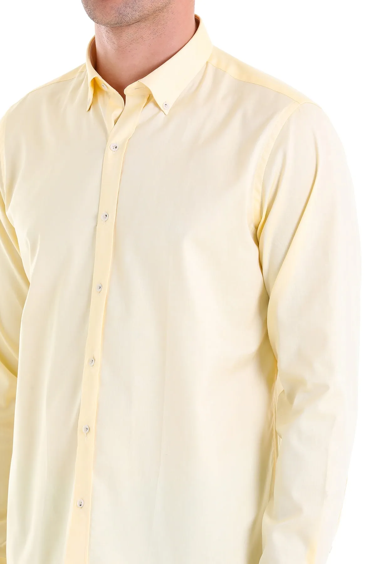 Comfort Fit Long Sleeve Cotton Yellow Casual Shirt