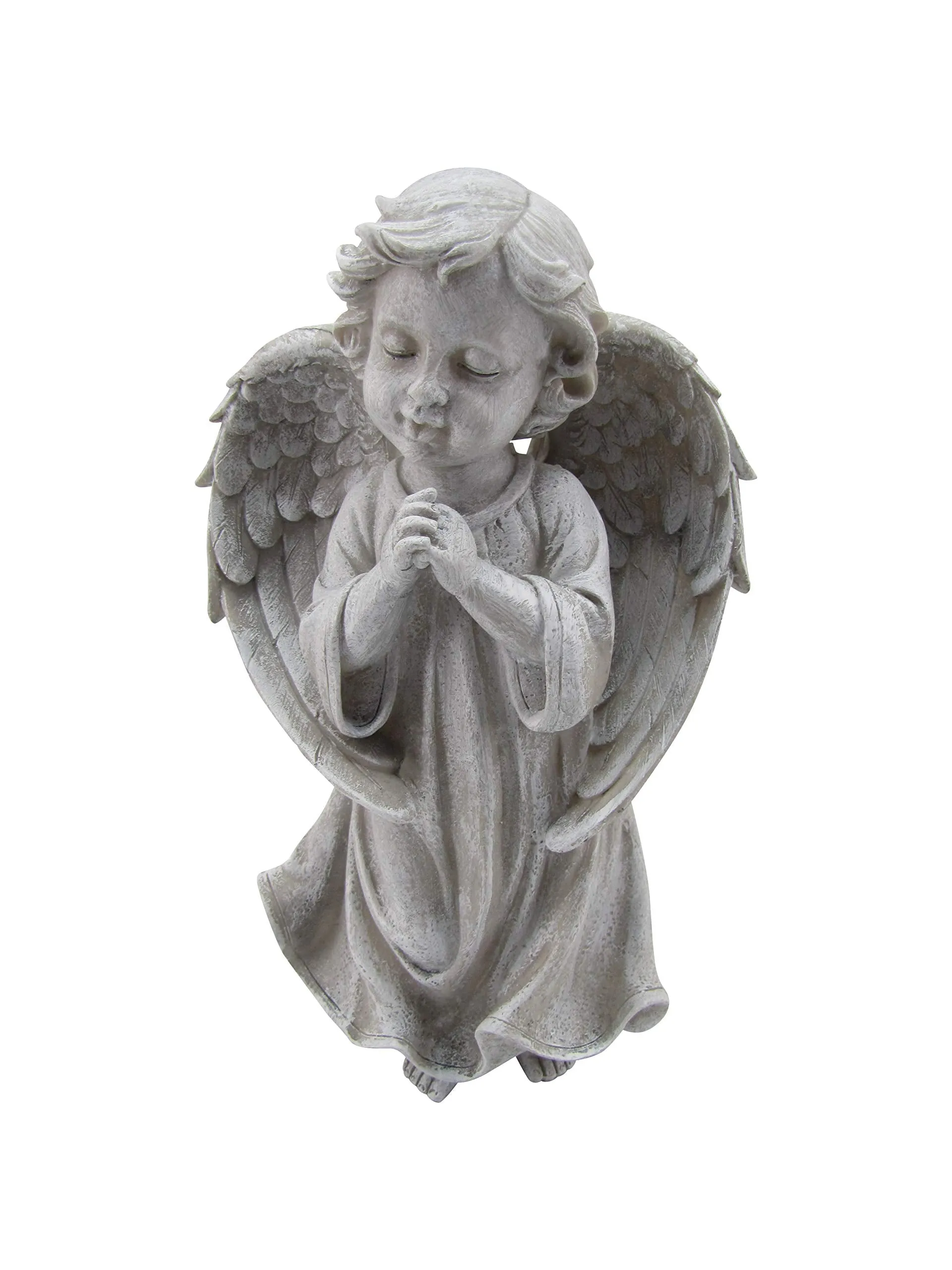 Comfy Hour Faith and Hope Collection Resin 12" Peaceful Cherub Praying Angel Figurine, Gray