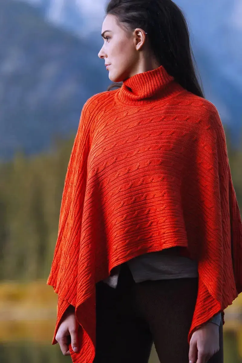 Conny Woman's Poncho Bison, Merino & Silk