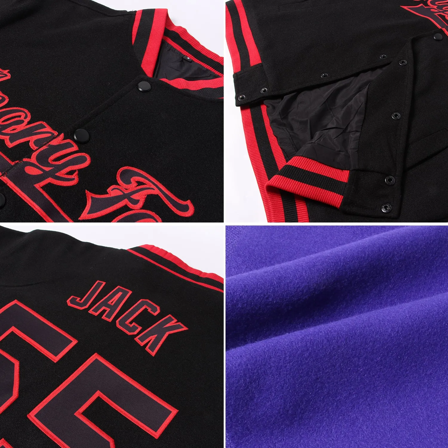 Custom Purple Aqua Black-Pink Bomber Full-Snap Varsity Letterman Jacket