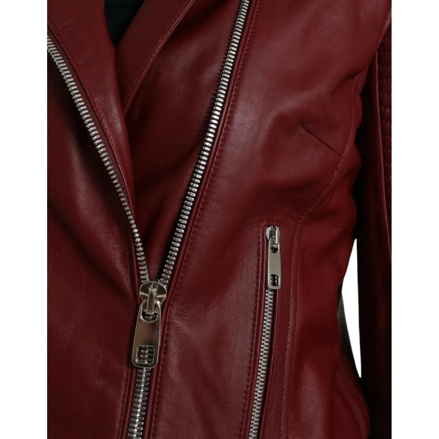 Dolce & Gabbana Bordeaux Biker Leather Jacket