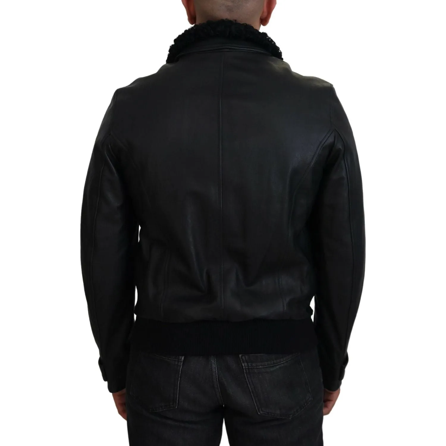 Dolce & Gabbana Chic Black Leather Silk-Lined Jacket