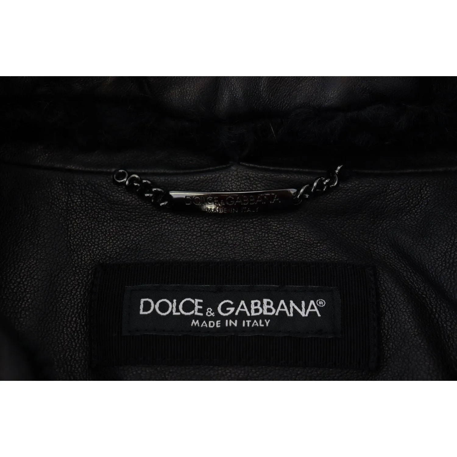 Dolce & Gabbana Chic Black Leather Silk-Lined Jacket