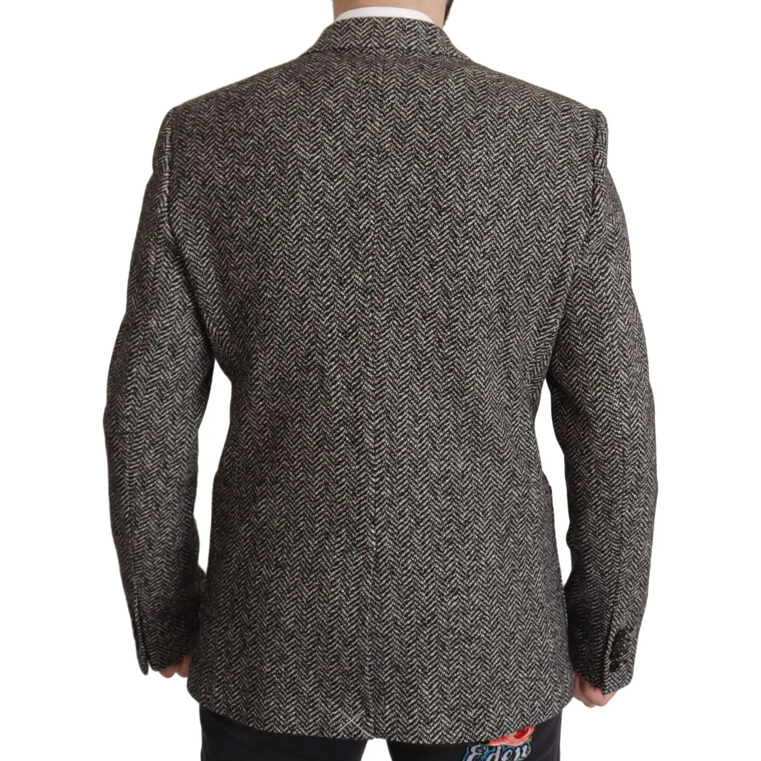 Dolce & Gabbana Exquisite Gray Herringbone Blazer Jacket