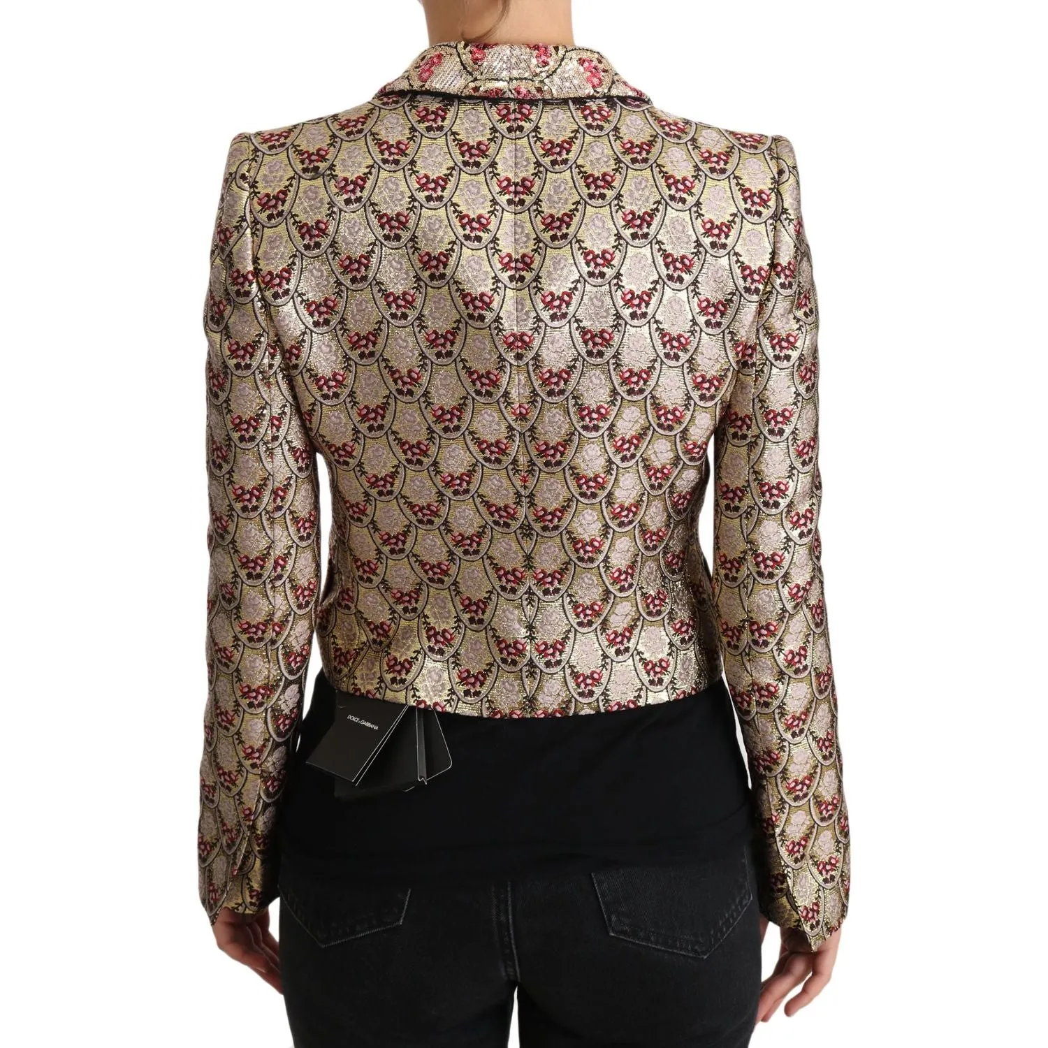 Dolce & Gabbana Glittering Gold Floral Sequined Blazer Jacket