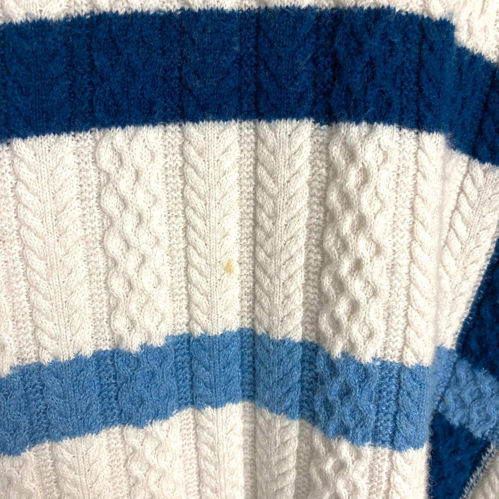 Draper James Cream/Navy/Blue Cable Knit Cashmere Wool Blend Poncho Style Sweater- Size M/L (see notes)