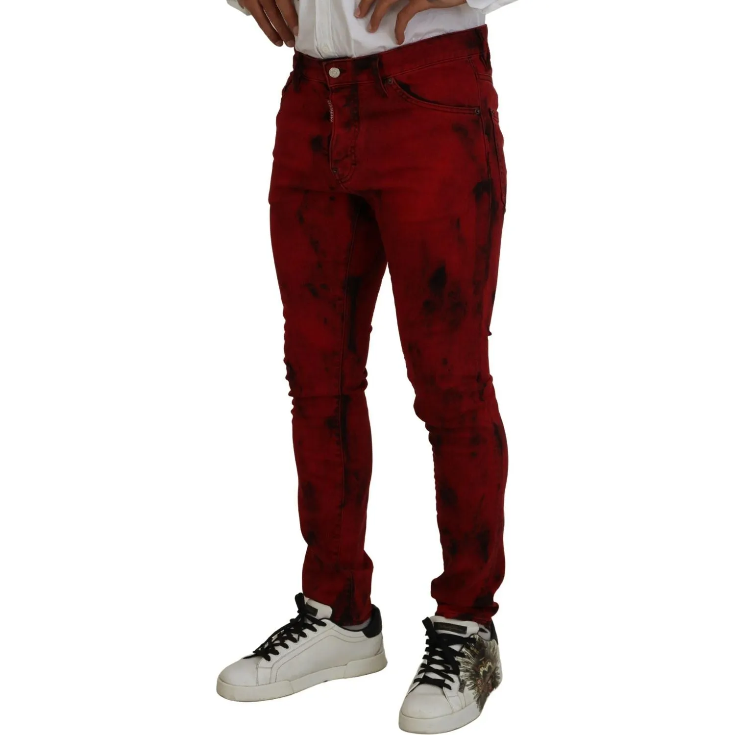 Dsquared² Red Cotton Tie Dye Skinny Casual Men Denim Jeans