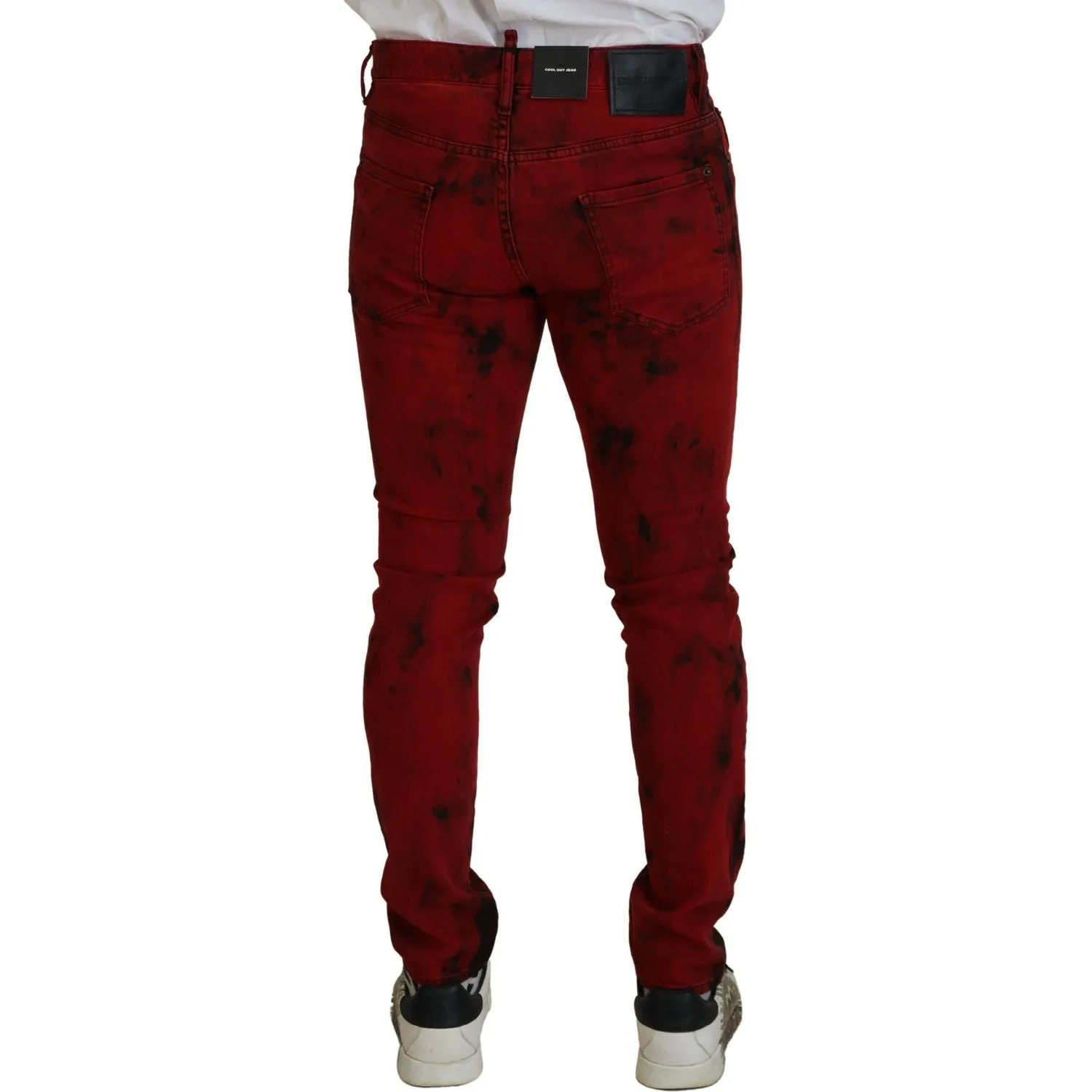 Dsquared² Red Cotton Tie Dye Skinny Casual Men Denim Jeans