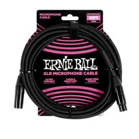 Ernie Ball 15Ft Braided Xlr Microphone Cable Black