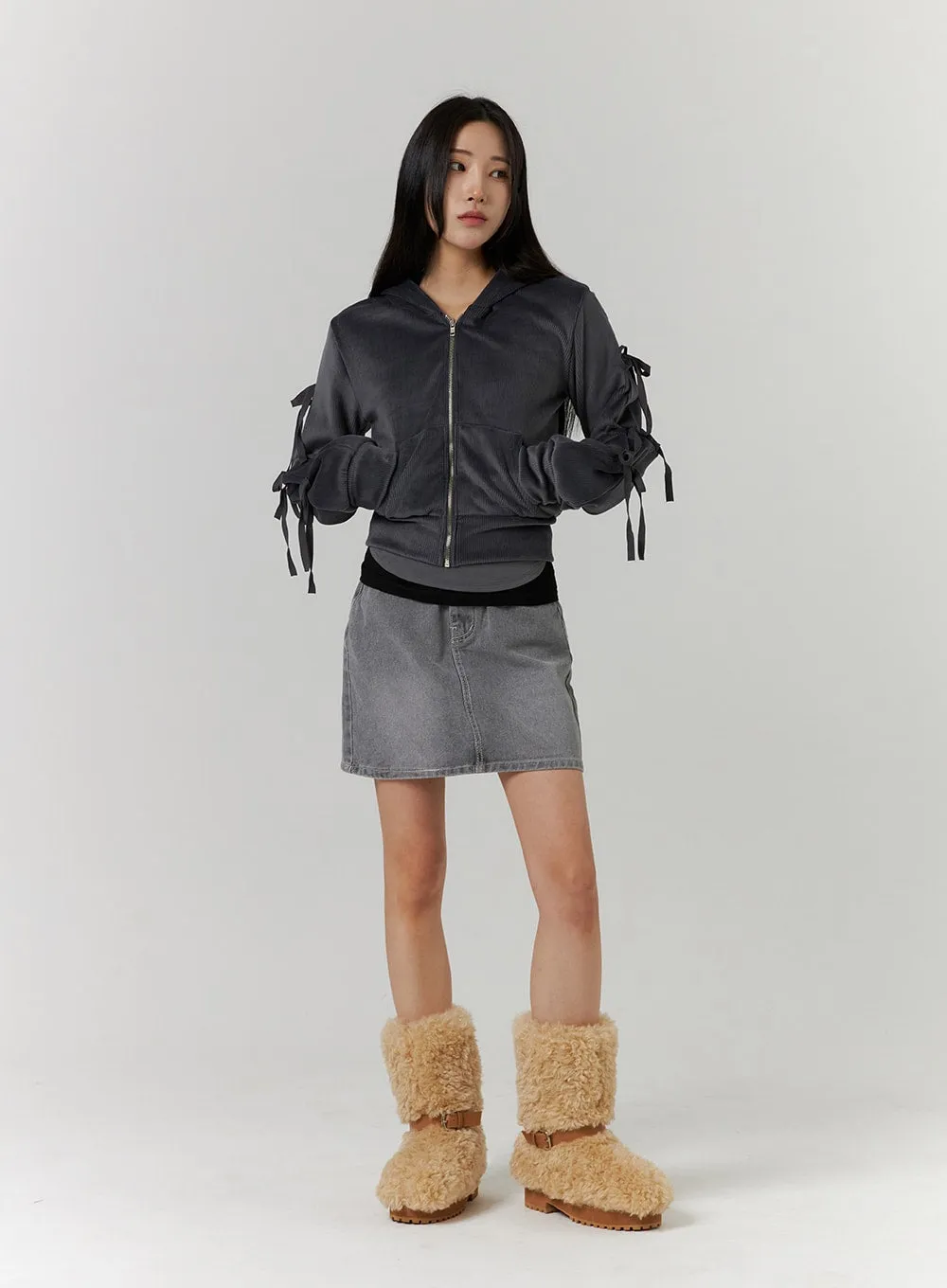 Faux Shearing Buckle Midi Boots CD312