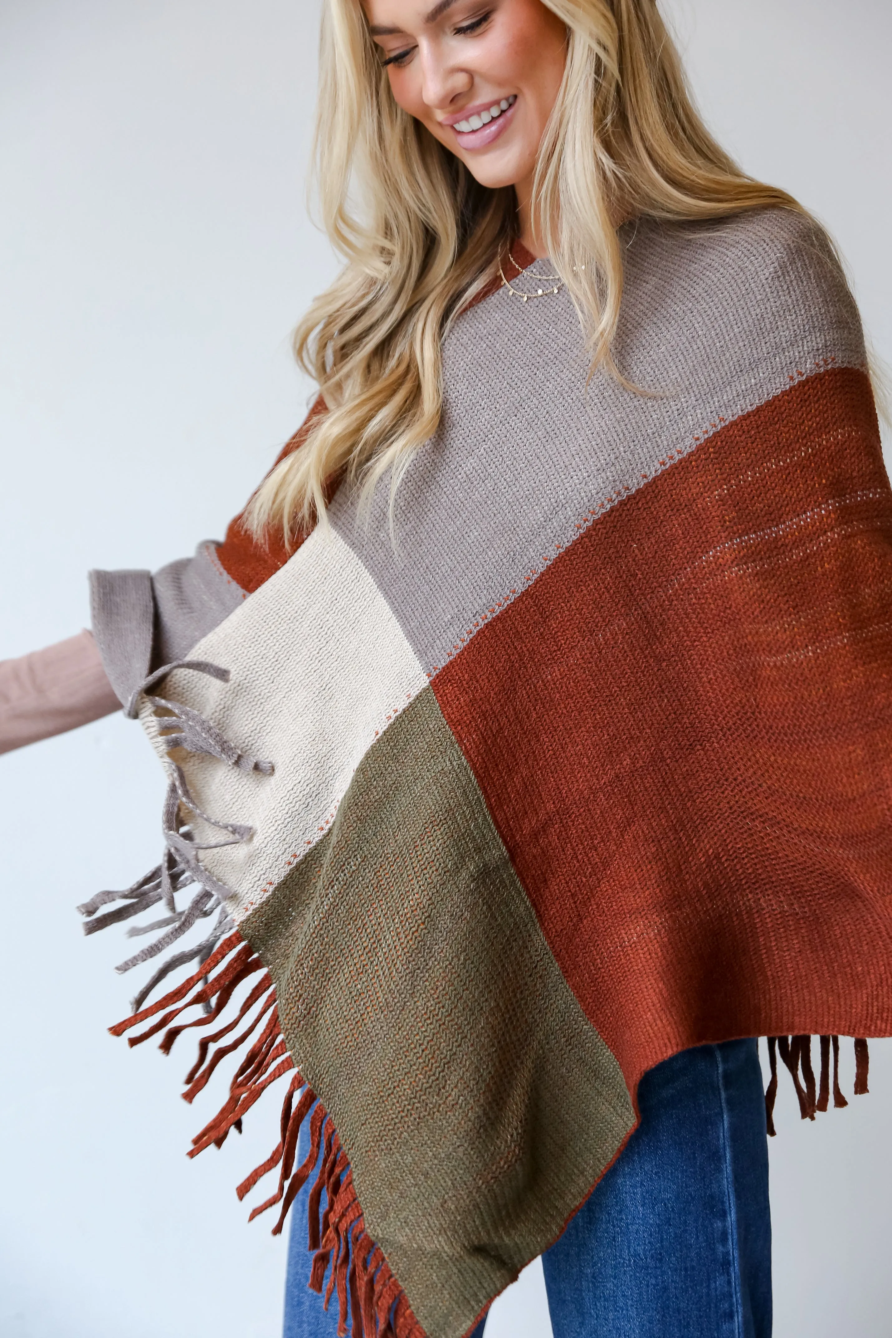 FINAL SALE - Worth The Chase Color Block Poncho