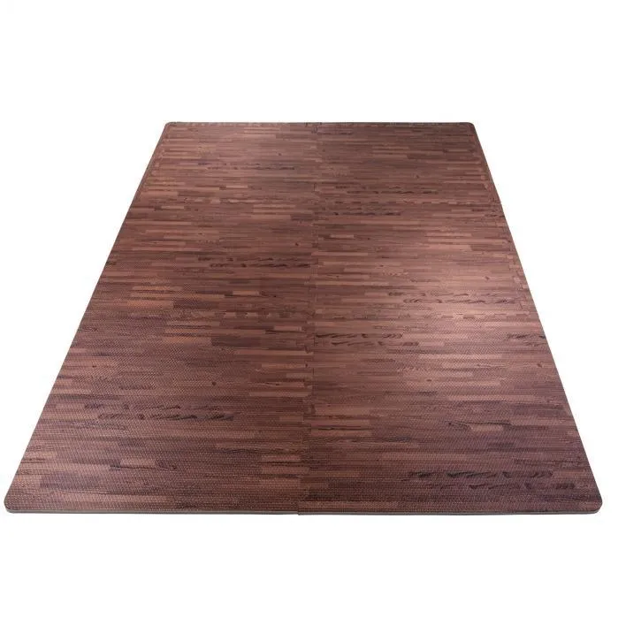 Floor Mat Set - 6 Mats 12 Edges - Dark Wood Effect