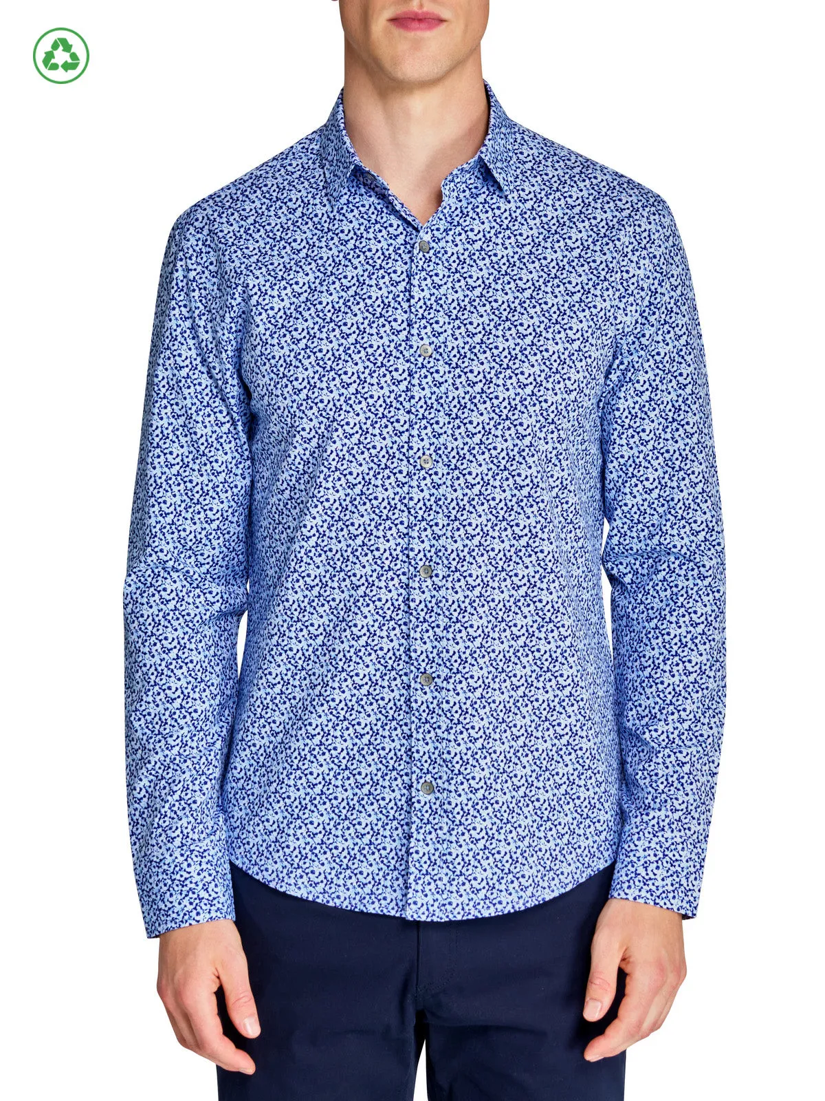 Floral Blue Long Sleeve Shirt