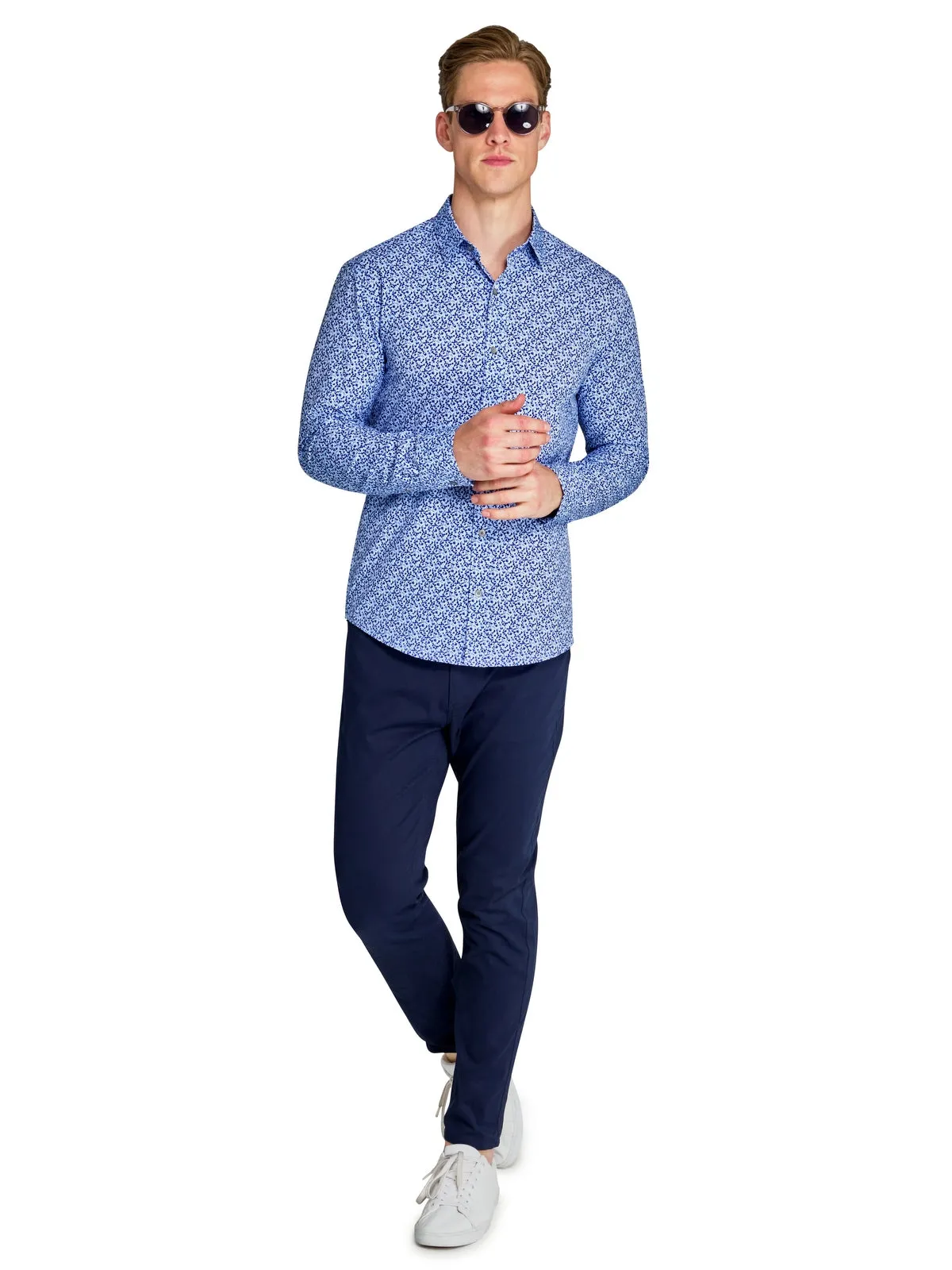 Floral Blue Long Sleeve Shirt