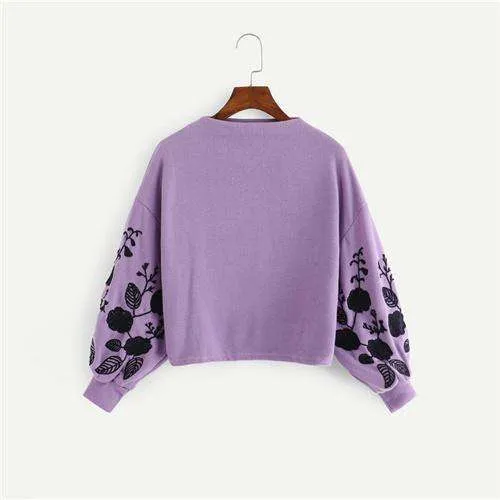 Floral Embroidered UpTown Sweatshirt