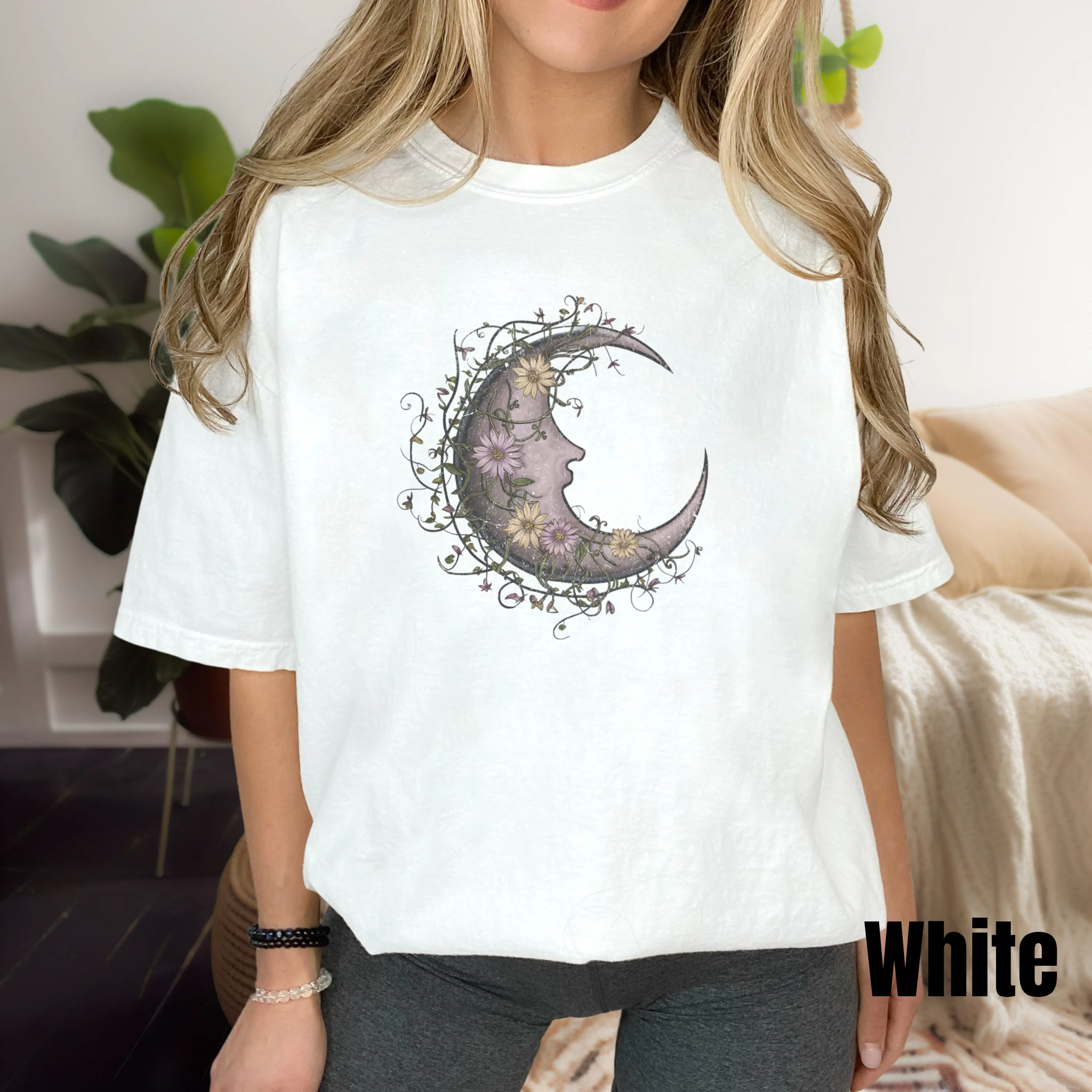 Floral Moon Shirt, Moon Shirt, Night Sky Shirt, Moon Wild Flowers Shirt, Flower Shirt, Moon and Flower Shirt, Wildflower Sweatshirt