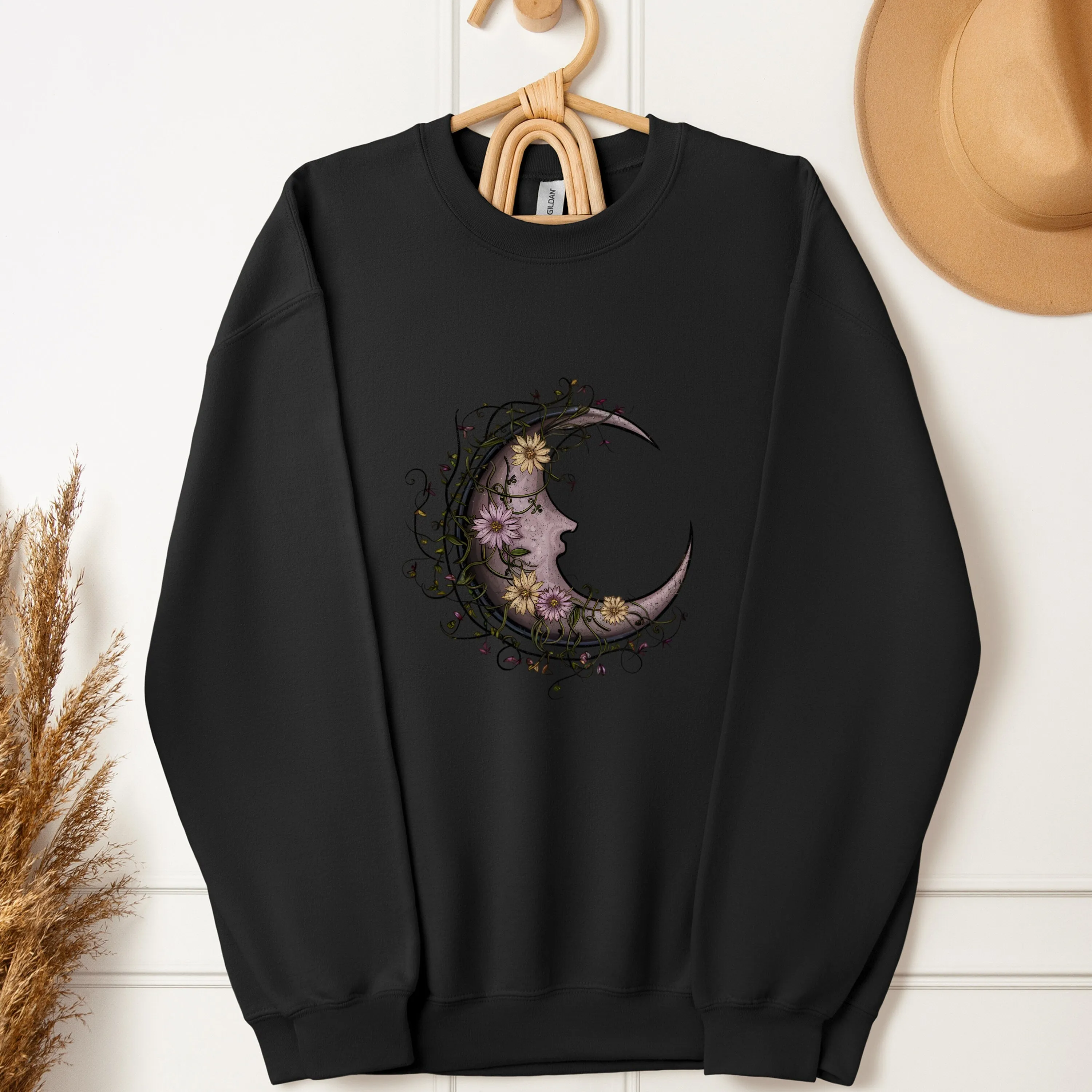 Floral Moon Shirt, Moon Shirt, Night Sky Shirt, Moon Wild Flowers Shirt, Flower Shirt, Moon and Flower Shirt, Wildflower Sweatshirt