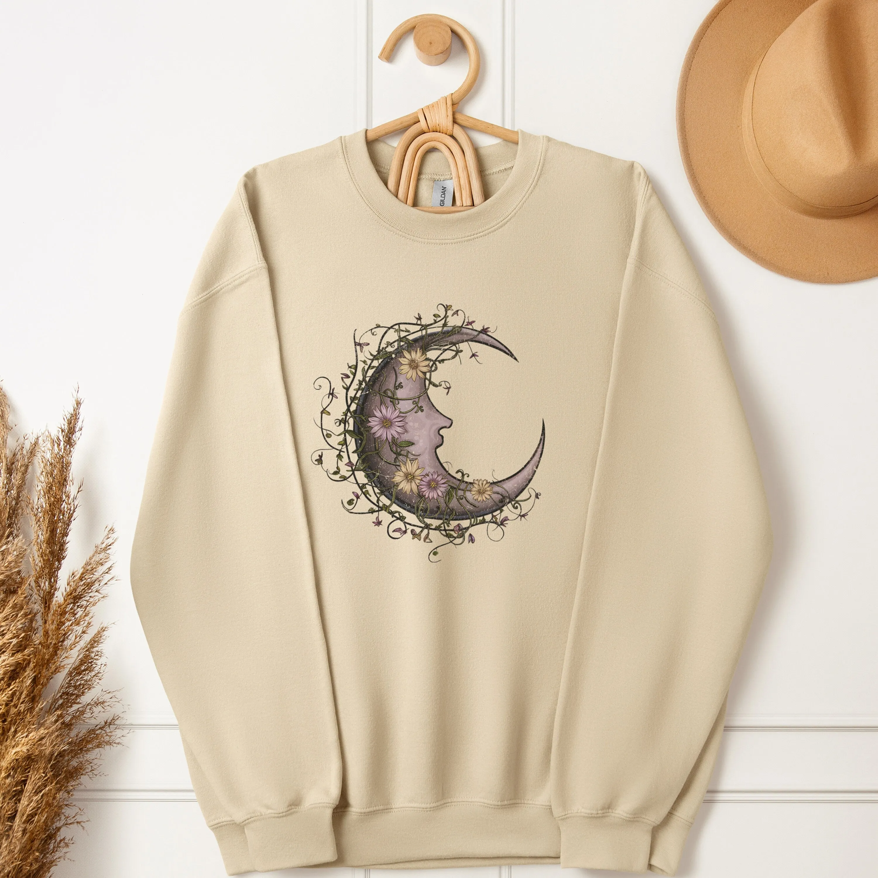 Floral Moon Shirt, Moon Shirt, Night Sky Shirt, Moon Wild Flowers Shirt, Flower Shirt, Moon and Flower Shirt, Wildflower Sweatshirt