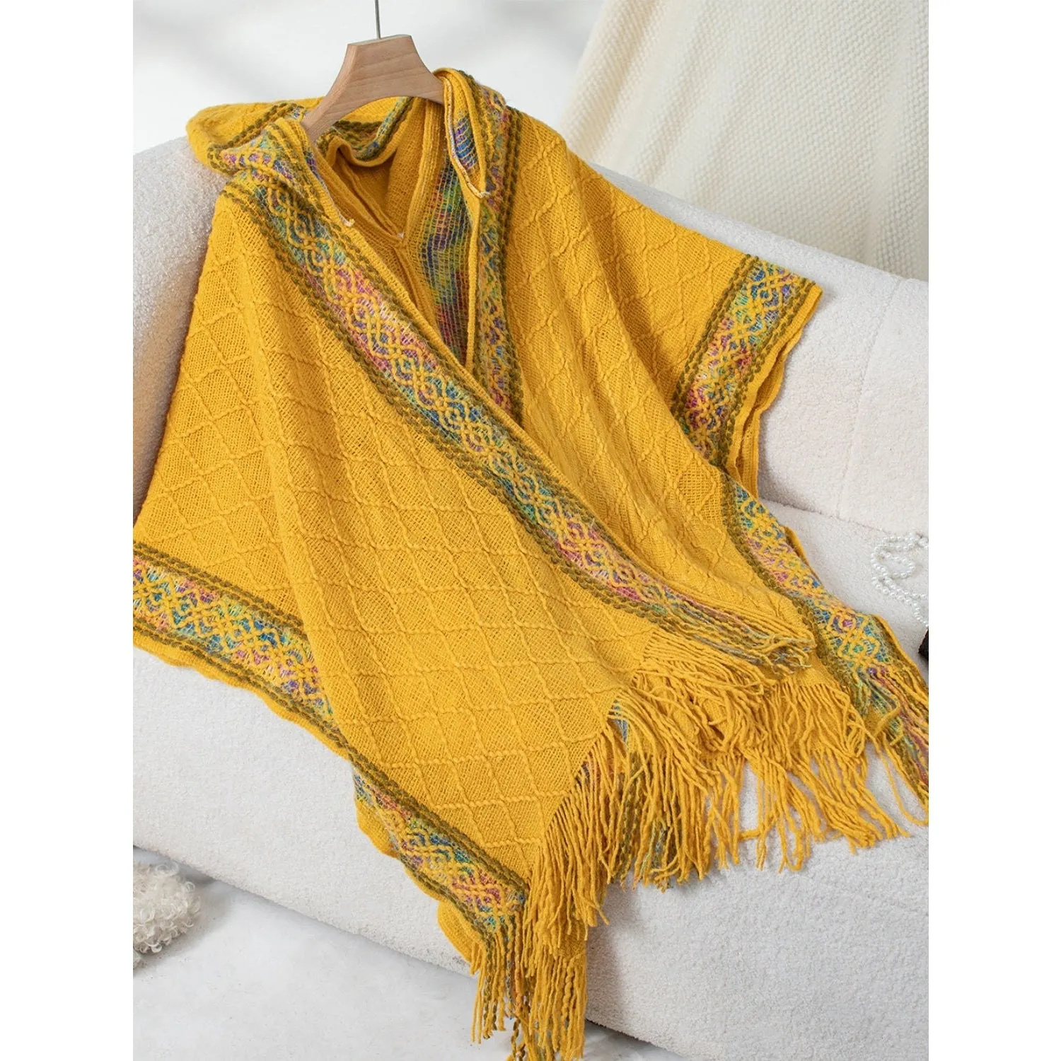 Freida Fringe Hooded Poncho