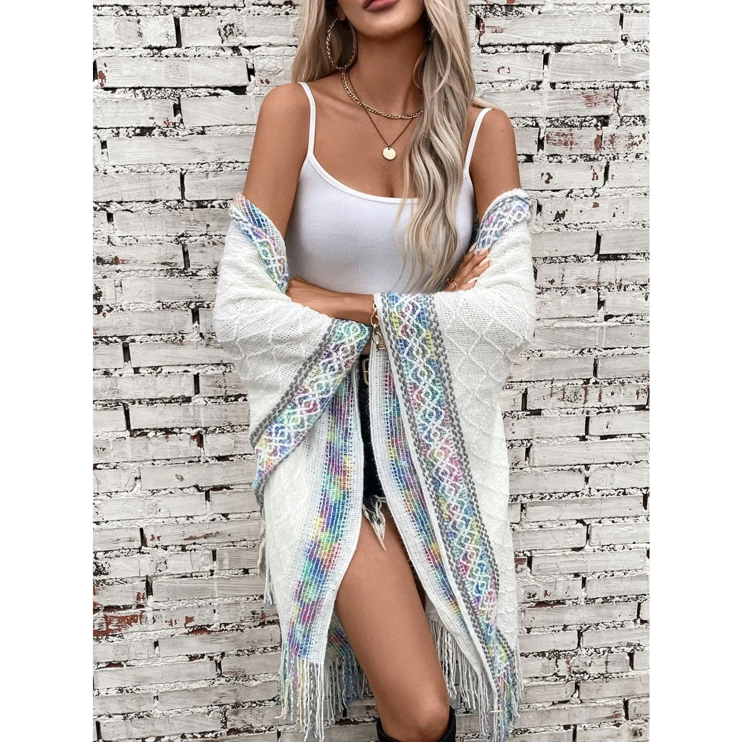 Freida Fringe Hooded Poncho