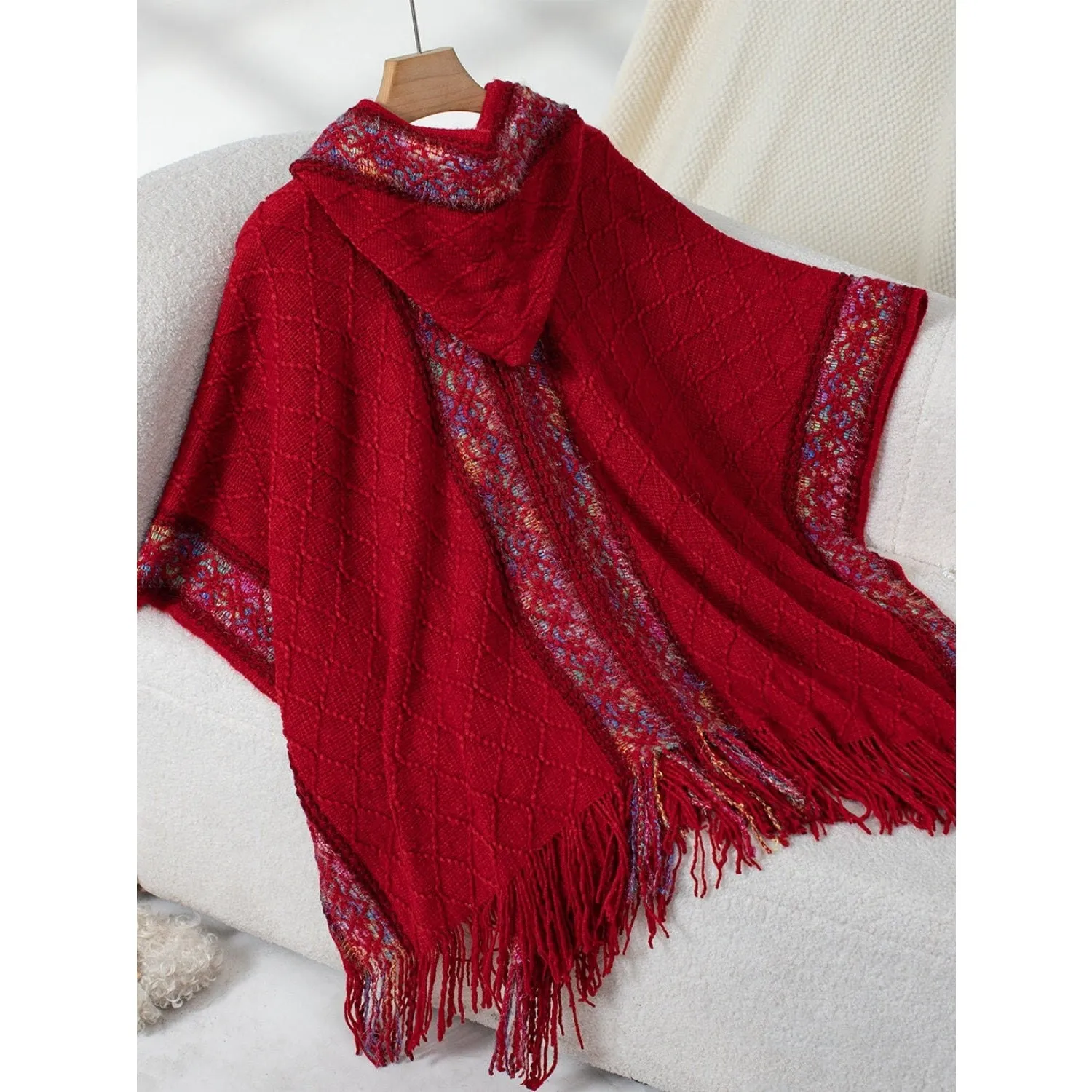 Freida Fringe Hooded Poncho