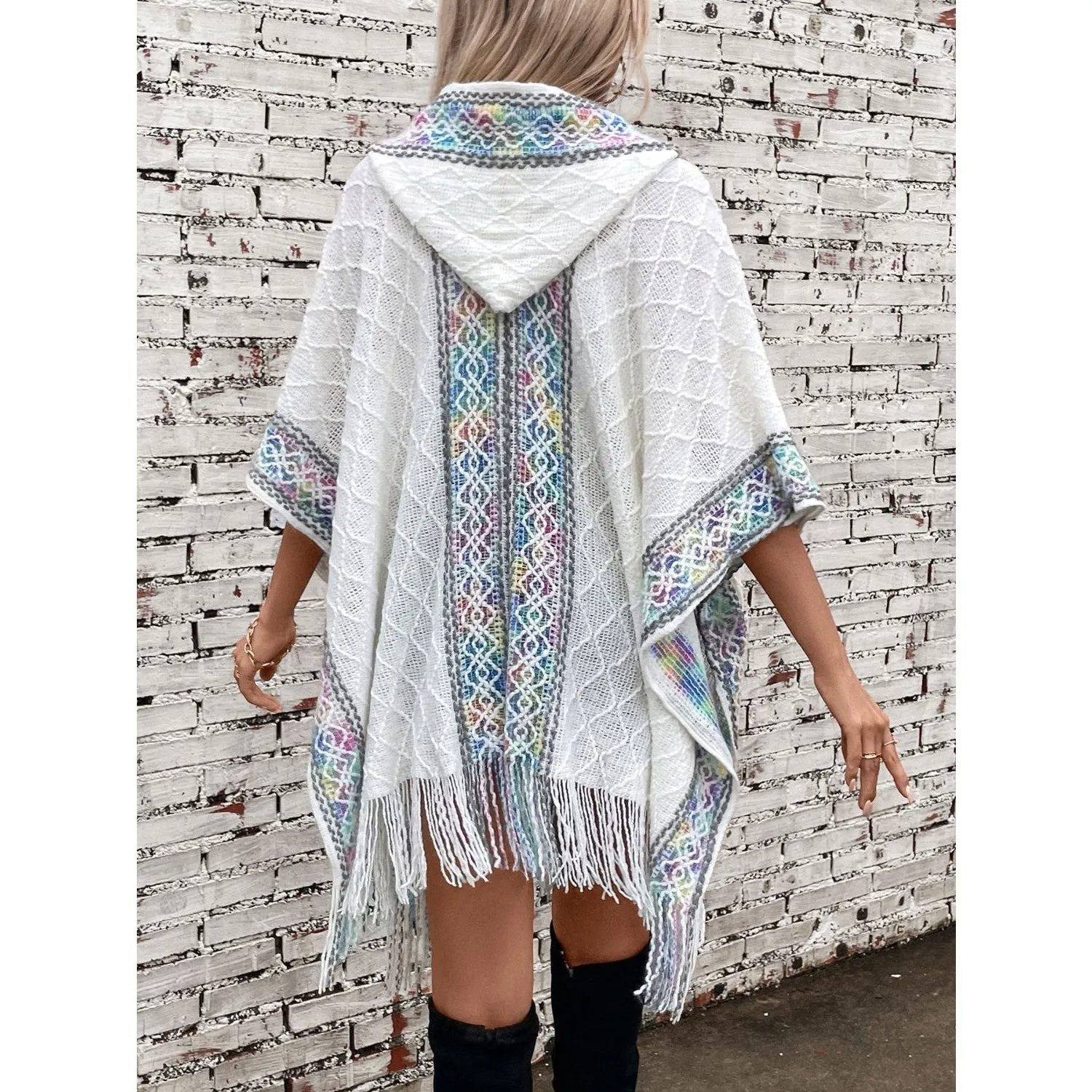 Freida Fringe Hooded Poncho