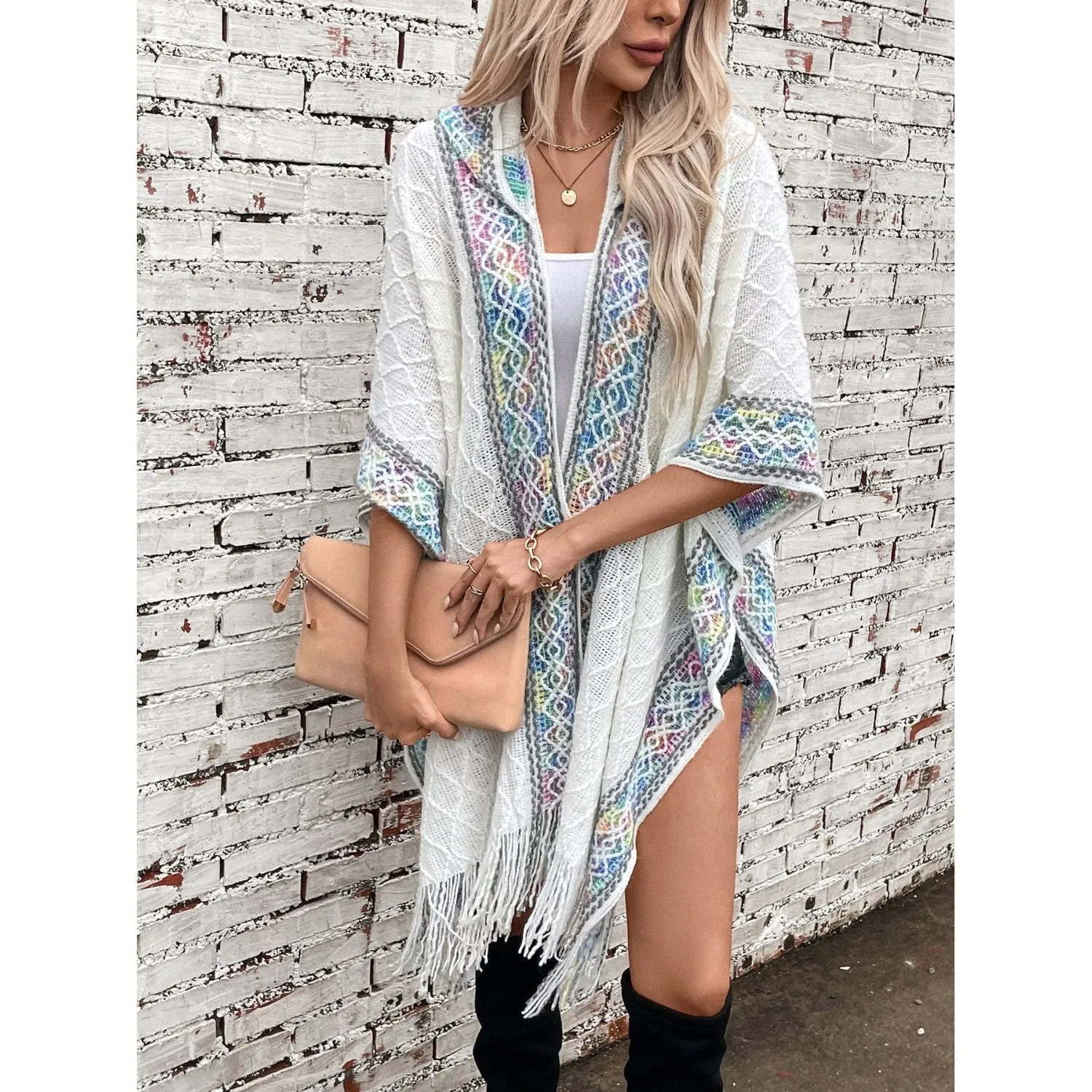 Freida Fringe Hooded Poncho