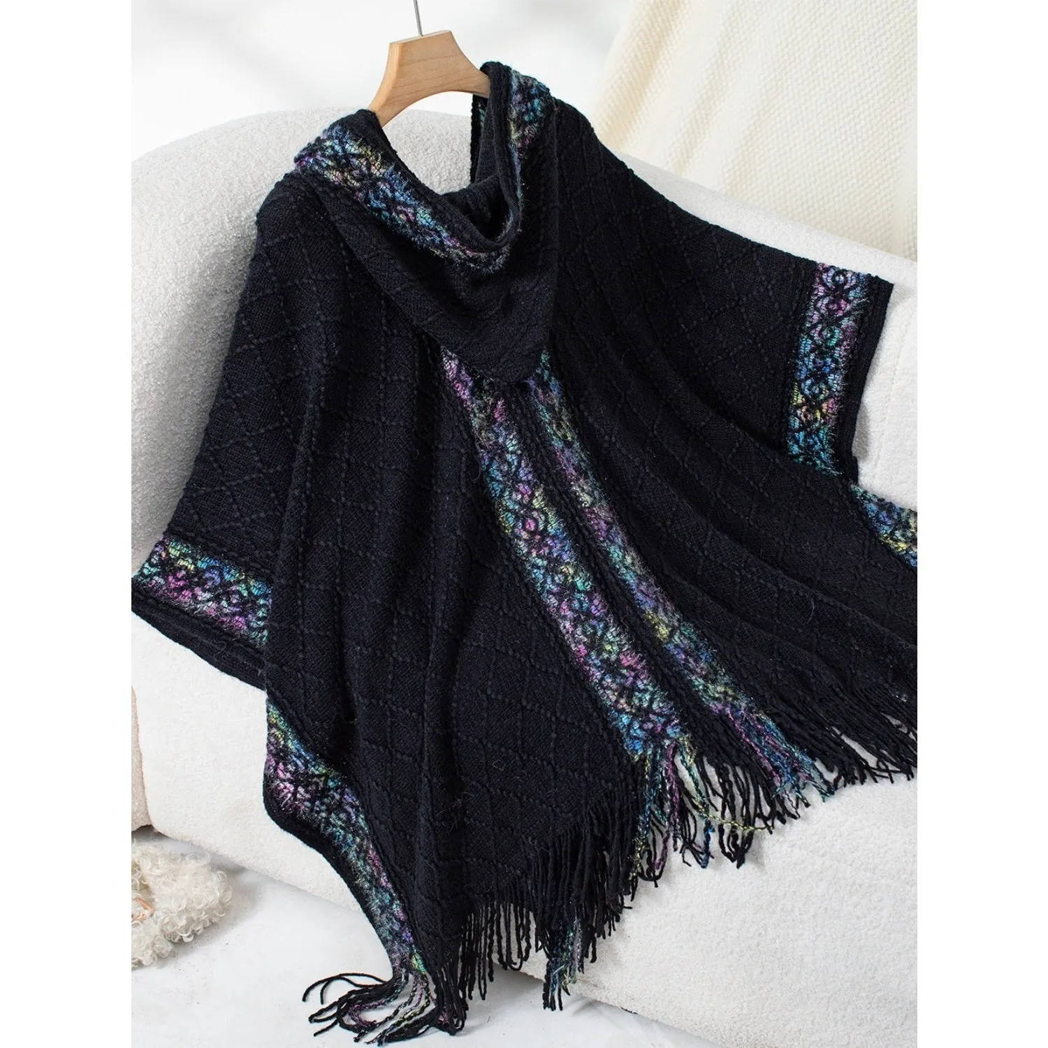 Freida Fringe Hooded Poncho