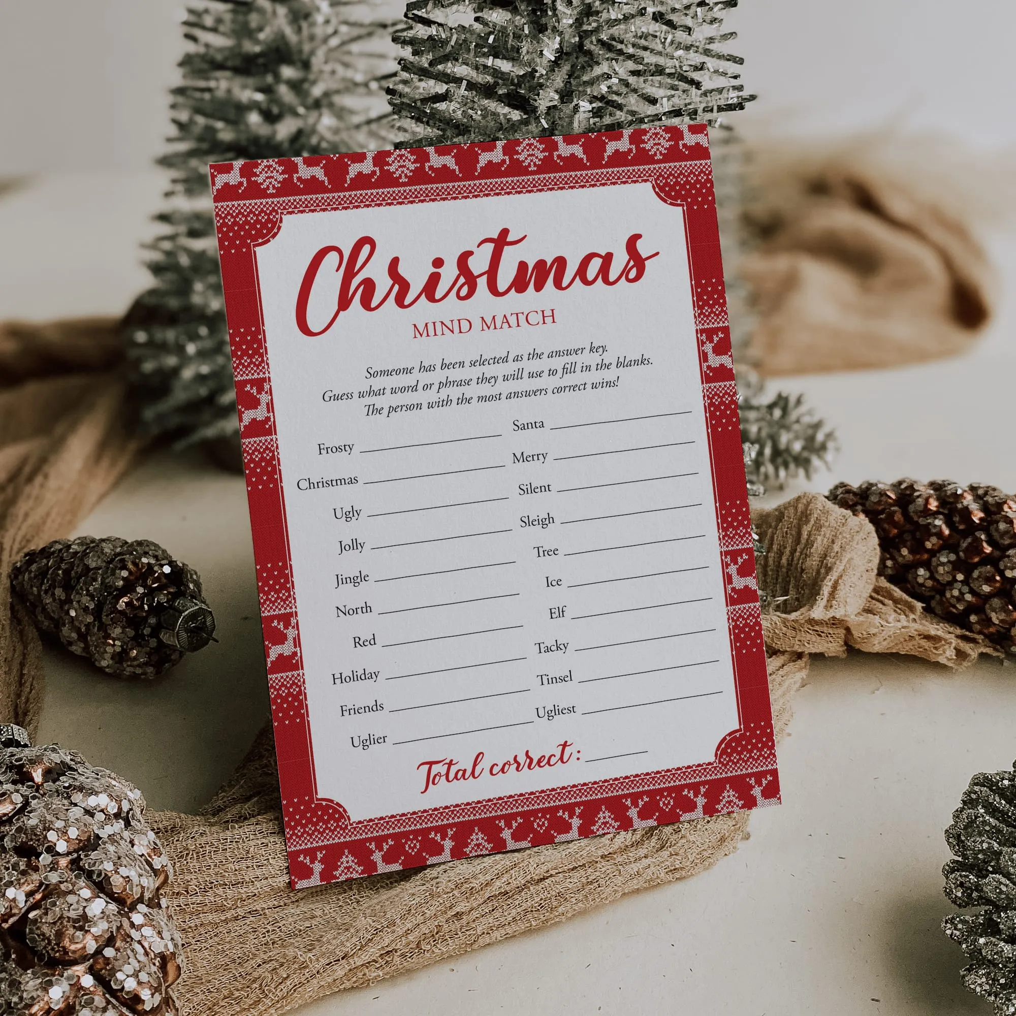 Fun Holiday Office Party Game Printable Mind Match