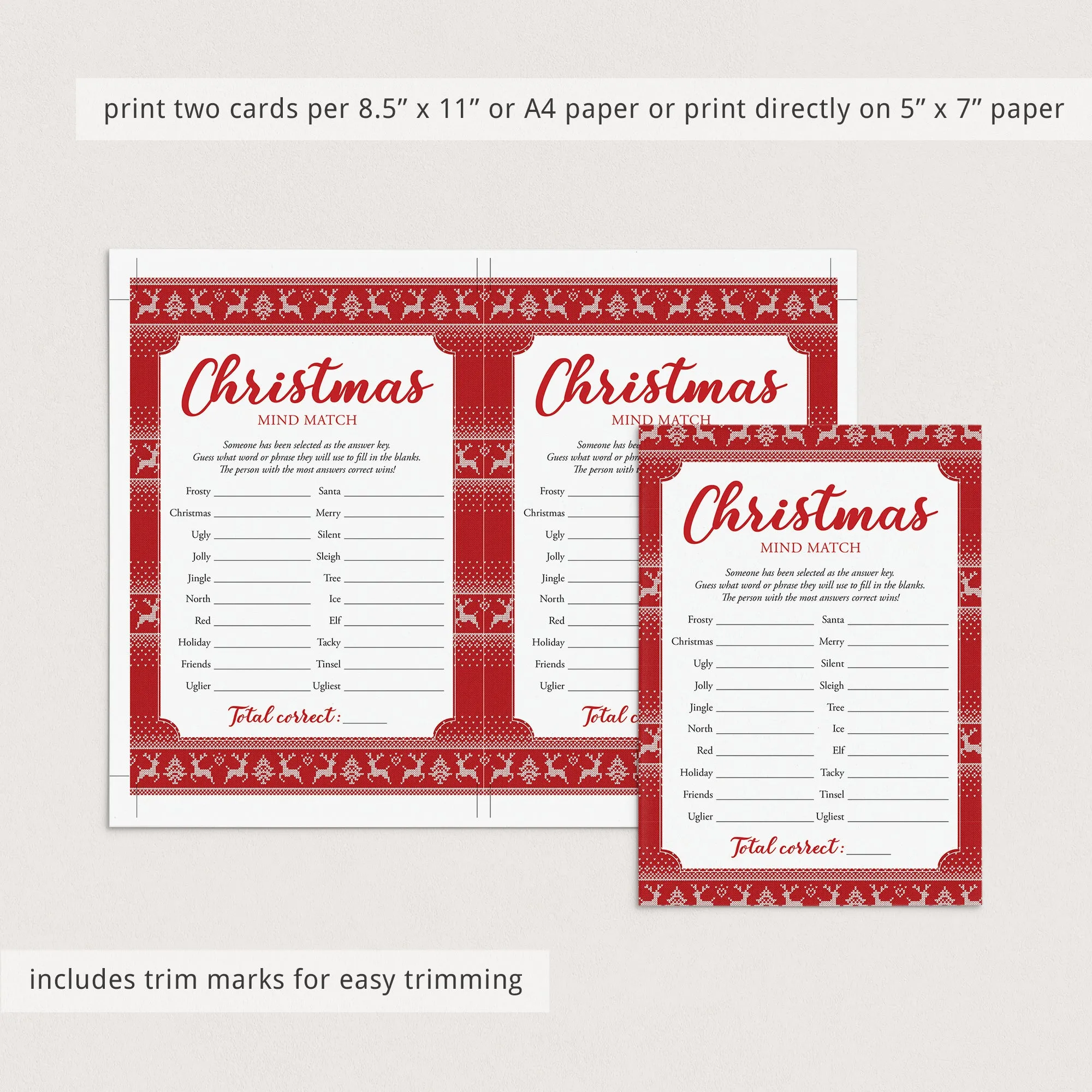 Fun Holiday Office Party Game Printable Mind Match