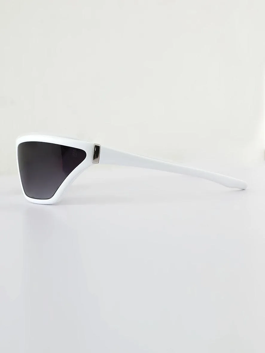 Futuristic Wrap Around Sunglass - White