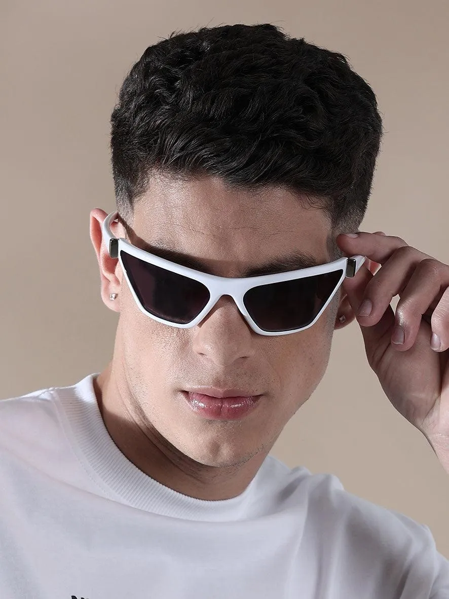 Futuristic Wrap Around Sunglass - White