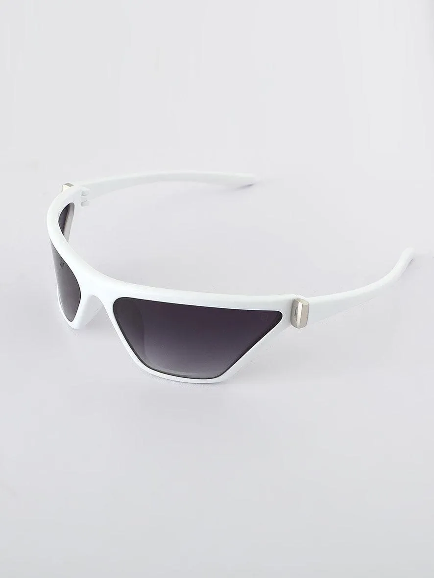 Futuristic Wrap Around Sunglass - White