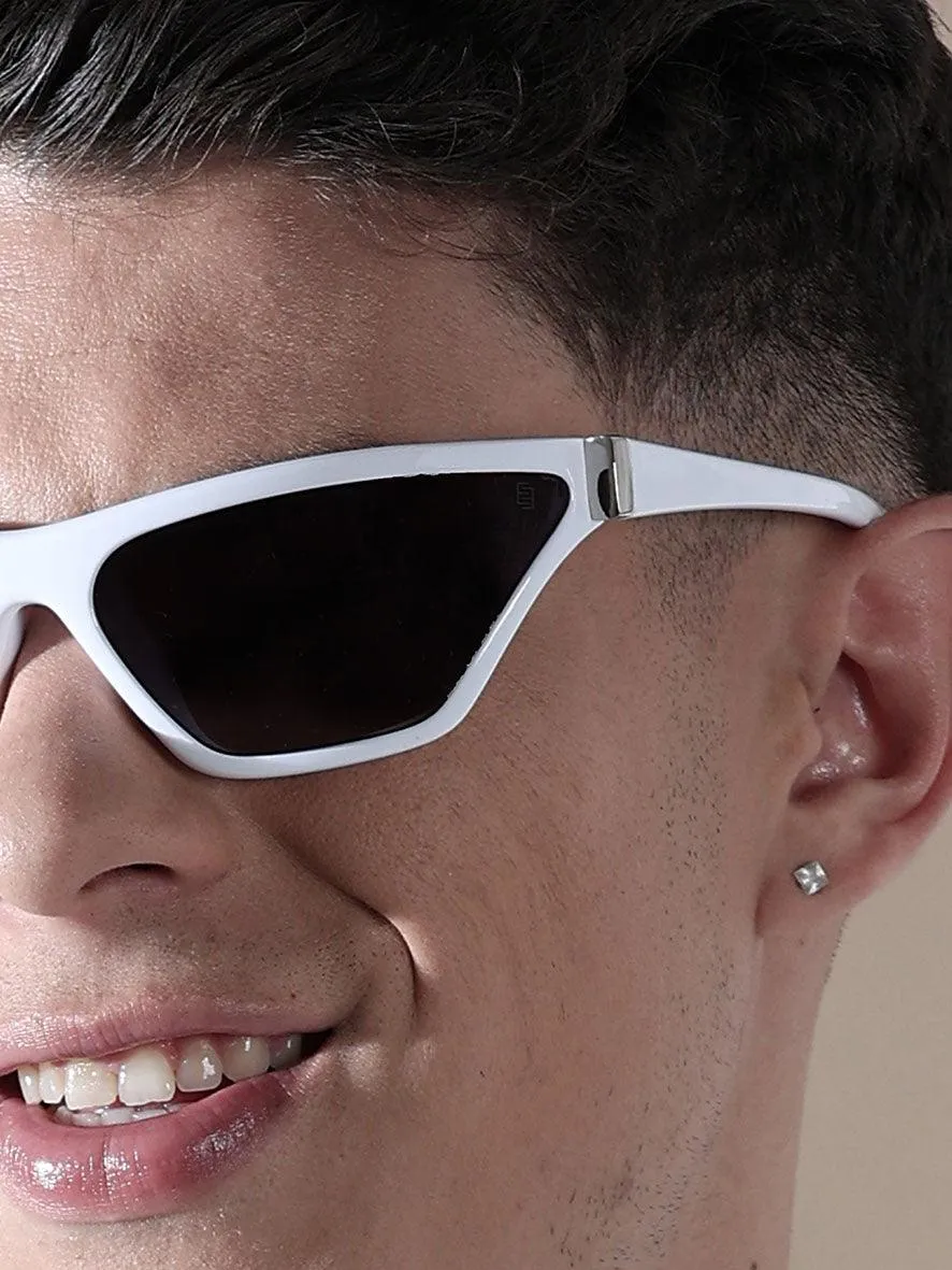 Futuristic Wrap Around Sunglass - White