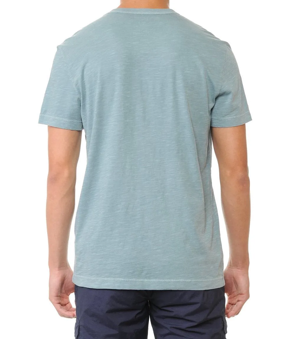 Garment-Dyed Slub Cotton Crew Neck T-Shirt with Binded Neckline