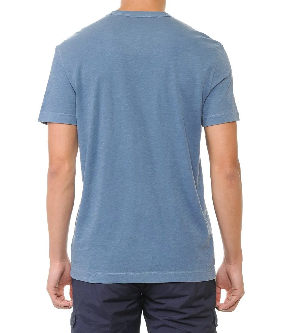 Garment-Dyed Slub Cotton Crew Neck T-Shirt with Binded Neckline