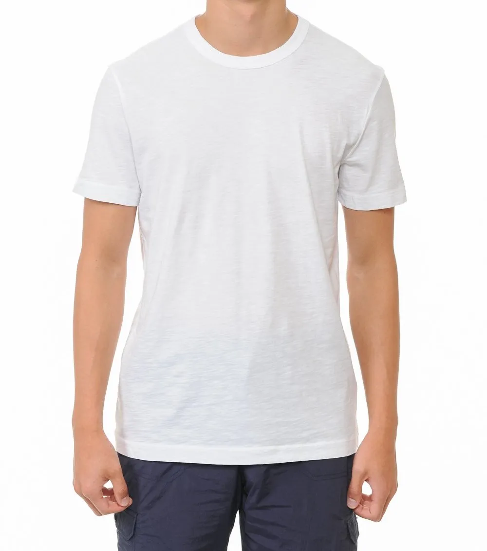 Garment-Dyed Slub Cotton Crew Neck T-Shirt with Binded Neckline