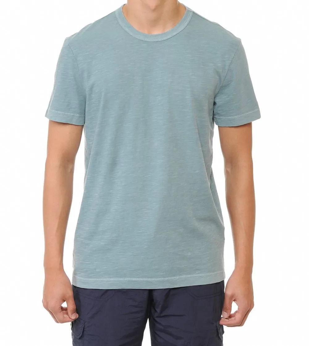 Garment-Dyed Slub Cotton Crew Neck T-Shirt with Binded Neckline