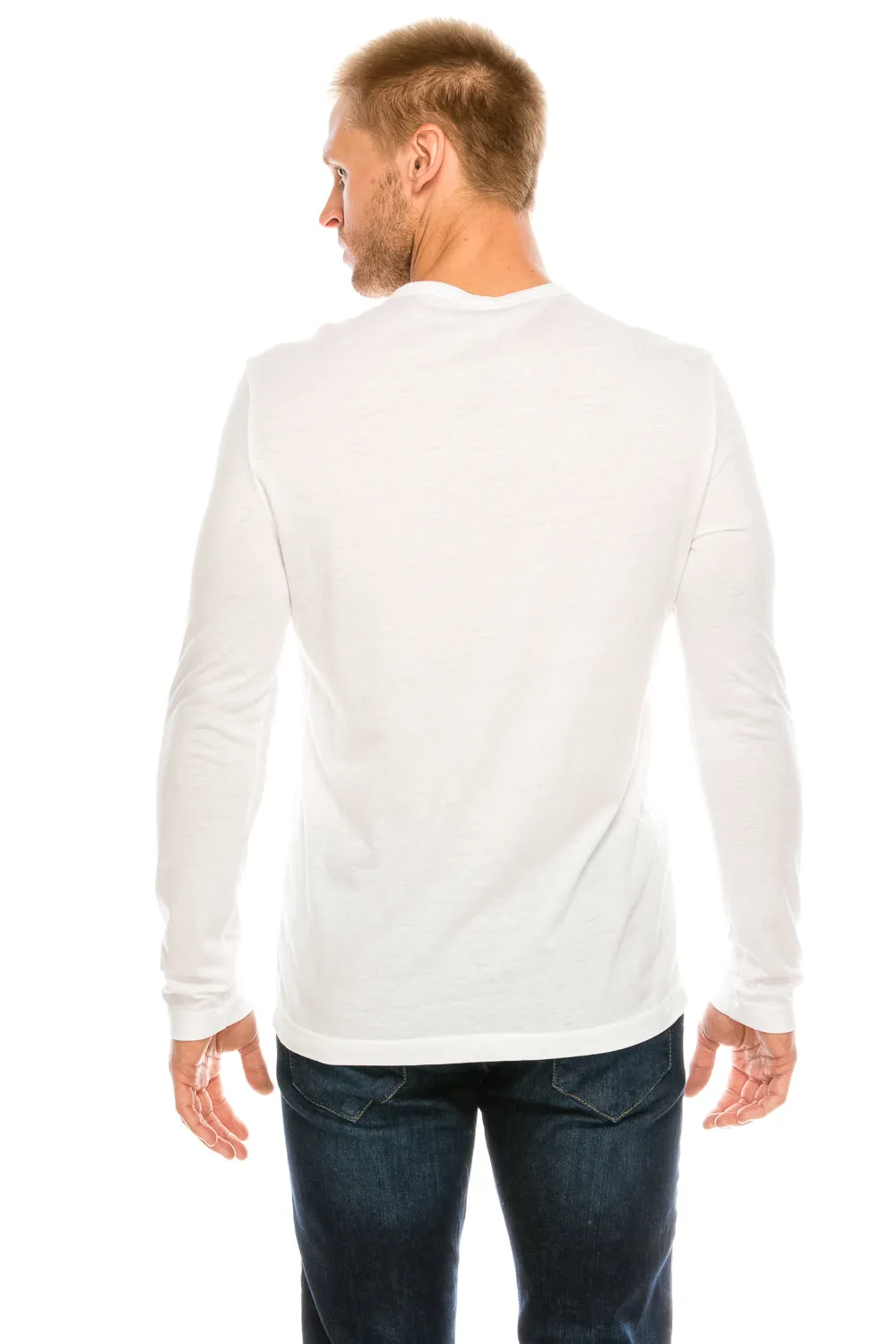 Garment-Dyed Slub Cotton Long Sleeve Crew Neck T-Shirt