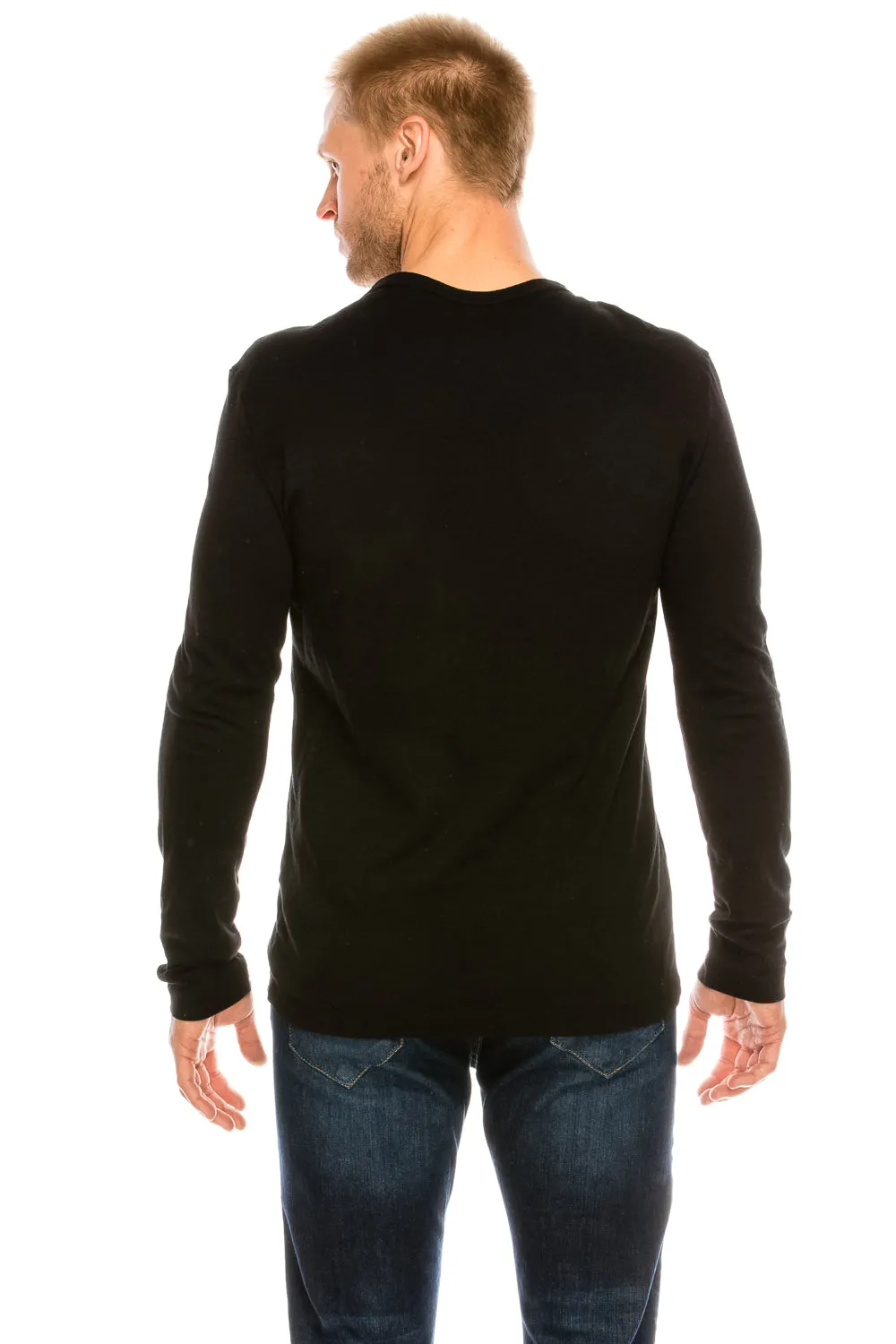 Garment-Dyed Slub Cotton Long Sleeve Crew Neck T-Shirt